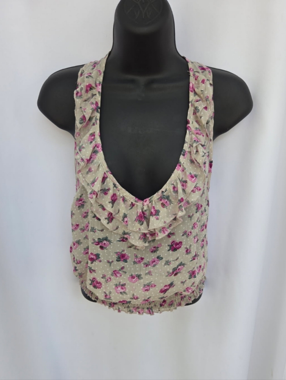 American Rag Floral Ruffle Scoop Tank Top - Size Small
